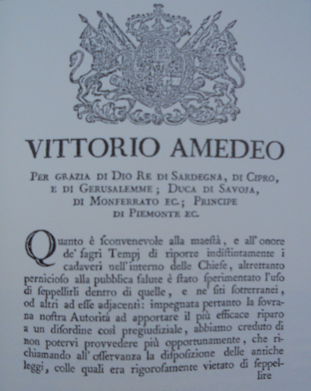 Decreto Regio del 25 novembre 1777. Immagine tratta dal libro Il Parco delle Mezze Lune