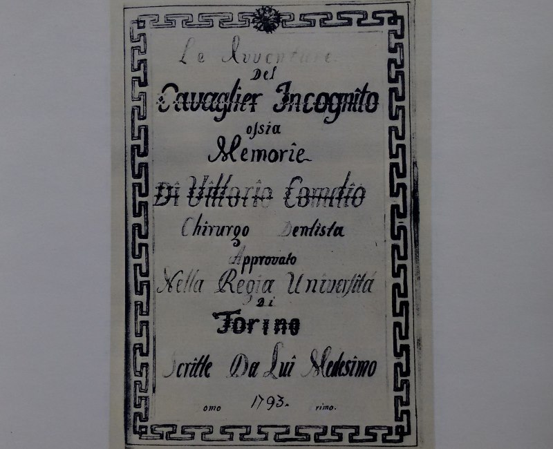 Frontespizio delle memorie di Vittorio Cornelio