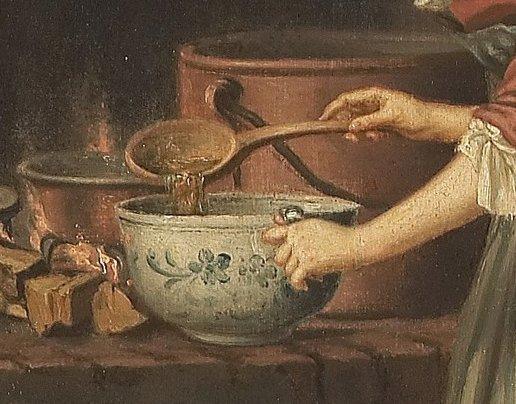 Pehr Hilleström, "Cameriera che travasa la zuppa dal paiolo", seconda metà 1700 (particolare)