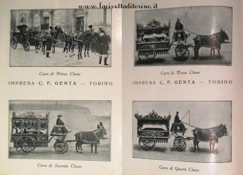 Carta dei servizi, Impresa Genta, prima metà 1900. Le carrozze funebri dalla I alla IV classe.