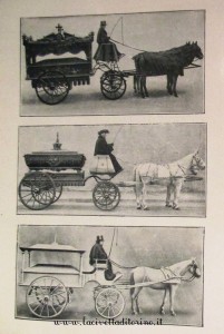 Il carro di V classe e le carrozze per gli infanti. Dalla carta dei servizi della prima metà del 1900.